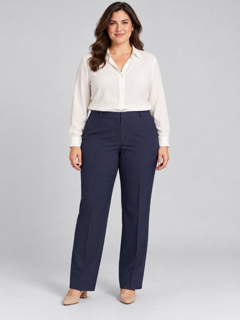 Jones New York Classic Navy Straight-Leg Dress Pants